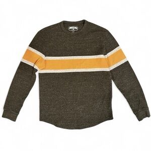 American Eagle Outfitters Men's Long Sleeve Shirt with Mustard and Gray Stripes